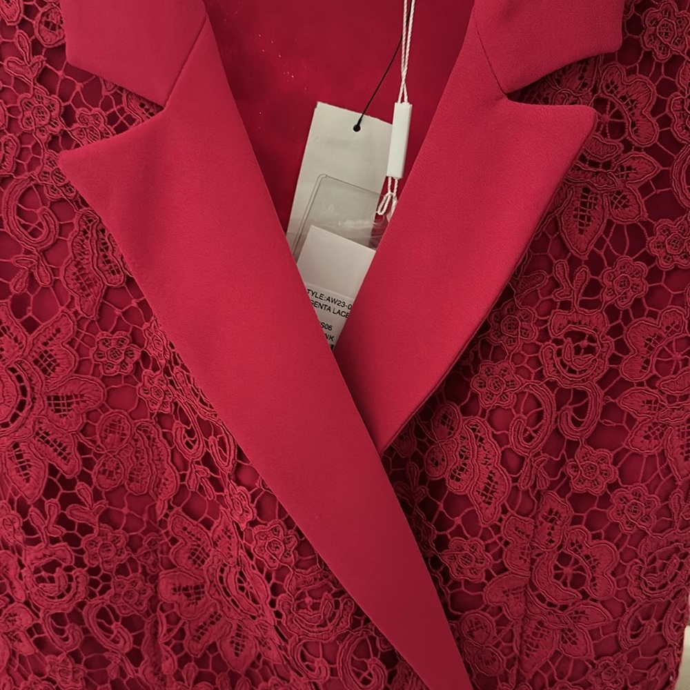 NWT Self-Portrait Pink/Red Boucle Tailored Midi Dress  size UK 10 / US 6